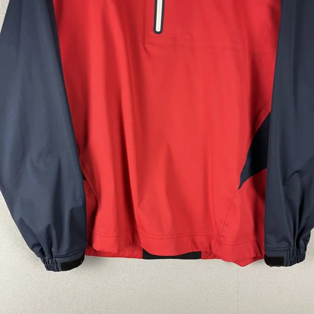 FootJoy FJ Hydroknit Mens Jacket Large Red Blue Long Sleeve 1/4 Zip Golf Logo‎